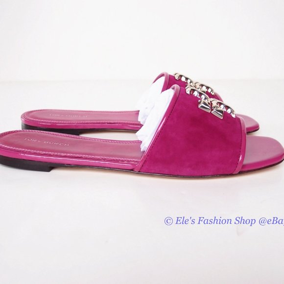 NIB Tory Burch Eleanor Leather Slide Fuchsia Hot Pink US 8 8.5 9 9.5 10 AUTHENTC - Picture 12 of 16